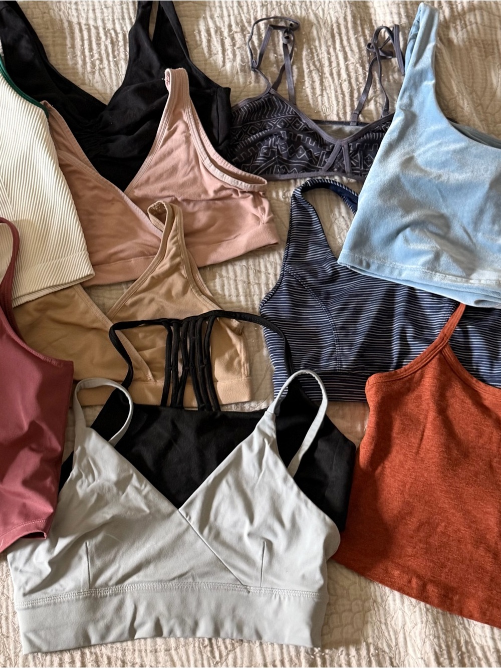 Assorted brand name 11 Women’s Sports bras- Multi-Color Pack. Size Small